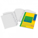Blocco collato sul lato lungo sinistro con 40 fogli in carta usomano bianco da 80 g/mq, forati e rinforzati in plastica. Utilizzabile per archiviazione in raccoglitore o copertina a 4 anelli. A quadri da 5mm.