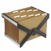 Archivio portatile Luxor per cartelle sospese. Supporto in ABS nero e alluminio satinato. Forma a X con apertura e chiusura a scatto. Adatto sia per cartelle da cassetto interasse 33cm che 39cm. Fornito con 10 cartelle 39-V avana. Formato esterno: 41x27,5