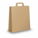 Scatola da 300 shoppers avana in carta biokraft neutro piattina. Dimensioni: 26x11x34,5cm.