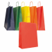 Shoppers in carta kraft 90gr colorata con manici in carta ritorta. Confezione assortita nei colori blu scuro, verde scuro, giallo, rosso e arancione.