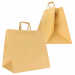 Shopper ideali per il trasporto di vassoi e contenitori alimentari realizzate con soffietti molto larghi dedicati a questo utilizzo. Dimensione 40x35x35cm. Carta da 120gr colore avana.