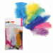 Coloratissime piume assortite in tanti colori e dimensioni; ideali per realizzare maschere e travestimenti di ogni tipo, ma anche per creare originali pupazzi, animali, bigliettini...Busta da 10 gr (circa 80 pz.) lungh. 15/16cm.