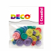 Confezione assortita di 30 bottoni in legno colori pastello.