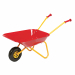 Carriola “Magùt” vasca rossa in plastica e telaio giallo in metallo colore: rosso/giallo 77x37x47cm- peso kg.1,7 lunghezza totale: 122cm.