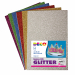 Gomma crepp glitter in fogli da 20x30cm, colori assortiti. Morbido al tatto ma molto resistente. Facile da tagliare e incollare. Confezione da 10 fogli.