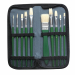 Set 10 pennelli assortiti, per olio. Astuccio zip perfetto per i viaggi, aiuta a conservare meglio i pennelli.