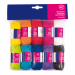 Filati in 100% cotone, lunghezza 30mt cad. Confezione di 10 matasse in colori assortiti: bianco, giallo, arancione, rosso, viola, rosa, blu, verde chiaro, azzurro e nero.