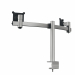 Supporto da tavolo per 2 monitor. Per monitor da 21 a 27 pollici (da 53,34 a 68,58 cm) e 3-8 kg. Con montaggio VESA 75 x 75 mm o 100 x 100 mm (standard internazionale della Video Electronics Standards Association per schermi e monitor). Rotazione del moni
