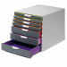 Cassettiere Varicolor a 7 cassetti solida e durevole, realizzata in materiali di alta qualita. Design moderno e ricercato caratterizzato da cassetti con interno e profilo in 5 differenti colori, visibili anche a cassetto chiuso, facilitano la classificazi