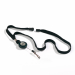 Cordoncino in tessuto nero da 10 mm con chiusura di sicurezza antisoffocamento e meccanismo a chiocciola tipo yo-yo da 80 cm integrata. La chiocciola include un moschettone di ancoraggio, in metallo, adatto ad ogni tipo di portabadge.