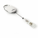 Chiocciola YO-YO ovale realizzata in metallo cromato con gancio integrato nella chiocciola. Consente un facile e veloce accesso a tutti i portanome e portabadge con foro di aggancio. Dotato di fascetta trasparente con bottone a pressione. Lunghezza filo r