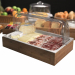 Set espositore buffet 53x32cm completo di 5 pezzi: base acacia, vassoio melamina, coperchio e 2 basi refrigeranti. Colore naturale.