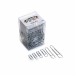 Assortimento di fermagli protetti da una resistente zincatura antiruggine. L'alta tecnologia di produzione ne garantisce una perfetta forma e tenuta. In scatolina di acetato da 125gr.