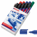 Scatola 10 colori assortiti. Marcatore indelebile brillante universale specialmente studiato per scrivere su carta e cartone, ma idoneo anche per scrivere su plastica, metallo e vetro. Inchiostro pigmentato a base d'acqua che non passa la carta. Punta ton