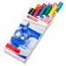 10 colori assortiti. Marcatore a vernice coprente effetto smalto, permanente ed inodore. Privo di toluene/xilene. Resiste all’acqua, allo sfregamento, alle temperature fino a 400°C (bianco e argento fi no a 1000°). Aderisce a tutte le superfici lisce e po