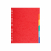 Divisori in cartoncino riciclato (certificazione Blue Angel) da 220 gr. Dotati di 6 tasti neutri colorati (colori assortiti). Perforazione universale. Formato esterno: 24,2x29,7 cm.