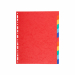 Divisori in cartoncino riciclato (certificazione Blue Angel) da 220 gr. Dotati di 12 tasti neutri colorati (colori assortiti). Perforazione universale. Formato esterno: 24,2x29,7 cm.