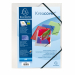Cartellette 3 lembi con elastici di chiusura  
Ppl traslucido  500 micron - F.to 24x32 cm per A4. Colore bianco.
Dorso 1,5cm