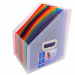 Portariviste per documenti diversi Copertina cristallo 10/10o. 12 scomparti in Ppl multicolore 2/10o. Tasti con portaetichetta. Consegnato con 1 foglio di etichette personalizzabili con Kreaman®. Dotato di 1 portaetichetta sul davanti per inserimento bigl