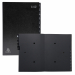 Copertina in cartone riciclato rigido 1.3 mm e tasti stampati. Interno in carta riciclata nera 270 g/mq con 2 fori per visualizzare il contenuto. Formato 25x33 cm per documenti A4.