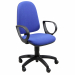 Sedia operativa girevole con base in nylon nero Ø 60cm. Struttura in acciaio nero e ruote in nylon Ø5cm. Imbottitura del sedile e dello schienale in spugna e PPL, rivestimento in acrilico. Braccioli inclusi. Elevazione a gas. Meccanismo a contatto permane