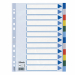 Separatori in Polipropilene colorato dotati di 12 tasti neutri multicolore. Indice frontale prestampato realizzato in cartoncino e rinforzato in Mylar sul lato forato. Perforazione universale. Formato A4.