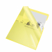 Cartelline a L in PVC extra lucido giallo rigido. Ampia lunetta per facilitare l'apertura. Formato utile: 21x29,7cm. Finitura liscia. Confezione da 25 buste.