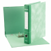 Registratore con meccanismo a leva rivestito in cartone verde (spessore 2 mm), con originale grafica nuvolata all'esterno ed effetto retinato di uguale tonalità all'interno. Foro per l'estrazione ed ampia etichetta stampata sul dorso per favorire la perso