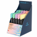 Espositore da banco con 85 evidenziatori in colori assortiti (turchese, verde menta, lilla, rosa, vaniglia e pesca).