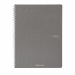 Quaderno con rilegatura a spirale elegante in argento dalla superficie opaca. 70 fogli interni in carta da 90 g/m2 microforate. Copertina in cartoncino da 290 g/m2, retrocopertina in cartoncino da 350 g/m2 che rappresenta una base solida che permette di s