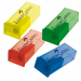 Temperamatite con serbatoio in plastica in 4 colori assortiti ad 1 foro. Dimensioni 60x25x15mm. Perfetto per l'astuccio.