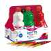 Schoolpack da 6 flaconi da 1lt in 6 colori diversi: bianco, giallo, rosso, verde, blu, nero. Compresi 6 pennellotti piu' 2 stencil decorativi. Tempera pronta all'uso ricca e densa. Facile da stendere e perfettamente omogenea. Opaca e coprente, e' ideale p