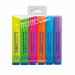 Busta 6 colori. Inchiostro a base d'acqua che asciuga rapidamente su tutti i tipi di carta normale, autoricalcante e fax. Punta scalpello con tratto 1,0-5,0mm.