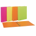 Realizzati in polipropilene opaco dai colori fluo con copertina flessibile. Disponibili in 4 colori: fucsia, giallo, arancio e verde. Formato interno 22x30 cm. Disponibili con meccanismo a 4 anelli tondi con Ø15mm e Ø30 mm. Made in Italy.