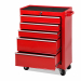 Carrello portautensili in acciaio a cinque cassetti dotato di maniglia per un trasporto agevole e quattro ruote, due fisse e due pivottanti, cassetti con fogli antigraffio e due chiavi in dotazione. Dimensioni: 77x33x69cm. Articolo destinato ad esclusivo 
