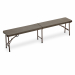 Panca HORECA rettangolare pieghevole di colore noce. Struttura in acciaio verniciato con vernici epossidiche color grigio e top in HDPE di colore noce pieghevole. Dimensioni: H44 x P30 x L183cm - 8,6kg.Articolo destinato ad esclusivo uso domestico. Non ad