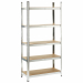 Scaffale in metallo galvanizzato ad incastro con 5 ripiani in MDF, spessore 4 mm, portata massima 175 kg per ripiano uniformemente distribuiti. Spessore struttura 0,63 mm. Prodotto da assemblare. Dimensioni: 180x40x90cm. Articolo destinato ad esclusivo us