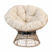 Struttura girevole in acciaio, rivestino in polyrattan color naturale. Seduta e schienale in polyrattan color naturale. Poltrona dotata di cuscino color beige, altezza 15cm. Seduta 95x86cm. Portata 150kg. Dimensioni: L95xP85xH76cm