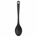 Cucchiaione da cucina di colore nero. Materiale: nylon. Idoneo al contatto con gli alimenti. Può essere lavato in lavastoviglie.