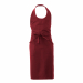 Grembiule Capri con 2 taschini portapenne, 2 tasche e allacciatura collo regolabile con bottoni. Misure: 81x122,5cm. Colore: bordeaux. Taglia unica. 100% poliestere.