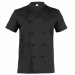 Giacca da cuoco a manica corta con abbottonatura doppio petto, collo arrotondato e porta penne sulla manica sinistra. Vestibilità Slim Fit e bottoni estraibili sulla pettorina davanti. Realizzata in tessuto 65% poliestere 35% cotone nella variante nera. H