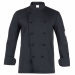 Giacca da cuoco a manica lunga con abbottonatura doppio petto, collo e polsi arrotondati, porta penne sulla manica sinistra. Vestibilità Slim Fit e bottoni estraibili sulla pettorina davanti. Realizzata in tessuto 65% poliestere 35% cotone nella variante 