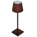 Lampada da tavolo a LED ricaricabile di colore ruggine in alluminio e PMMA. 
Dimensioni: 10x10x38Hcm.
