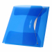 Cartelle  tre lembi Swing blu realizzate in PP traslucido da 0,5mm. Chiusura con elastico. Clip elegante e funzionale. Dorso espandibile fino a 2cm. Formato utile: 23,5x34,5cm. Confezione da 3.