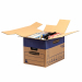 Scatola per traslochi dimensione piccola. Estrema robustezza grazie al cartone doppio strato. Fori per il sollevamento con maniglia rinforzata. Non necessitano di nastro adesivo per la chiusura. Assemblaggio veloce e semplice grazie al sistema automontant
