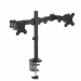 Braccio monitor con sistema di montaggio a morsetto o foro passante. Sistema a palo fisso. Regolabile in altezza fino ad un massimo di 450mm ed estensione di 428mm. Peso max monitor 8kg per ciascun braccio. Compatibilità VESA