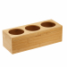 Portabottiglie con tre fori in bamboo. Dimensioni: 42x15,5x13 cm.