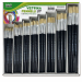 Vetrinette composta da 168 pennelli in pura setola punta spatola assortiti: 36pz x n° 0/2 - 24pz x n° 4/6 - 12pz x n° 8/10/12 - 6pz x n°14-/16
