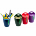 Portapenne multiscomparto composto da 2 bicchieri utilizzabili uno dentro l'atro oppure separatamente. Dimensioni: diametro 8cm - H 17cm. In confezione assortita nei colori blu, verde, rosso e viola.