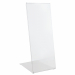 Display in PET trasparente (materiale riciclabile) idoneo al contatto con gli alimenti. Ottima resistenza agli urti e al fuoco. Ideale per ogni tipo di comunicazione e perfetto come porta menù o porta listino. Portadepliant con base a L utilizzabile sia i